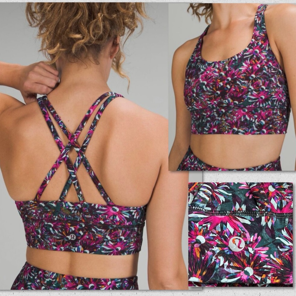Lululemon Energy Bra Longline Floral Electric Multi Size 4 - Picture 10 of 10